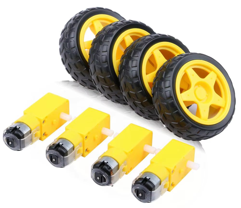 DC Electric Motor with TT Motor Tire Wheel 3-6V Dual Shaft Gear Motor TT Magnetic Gearbox Engine for Arduino Smart Car