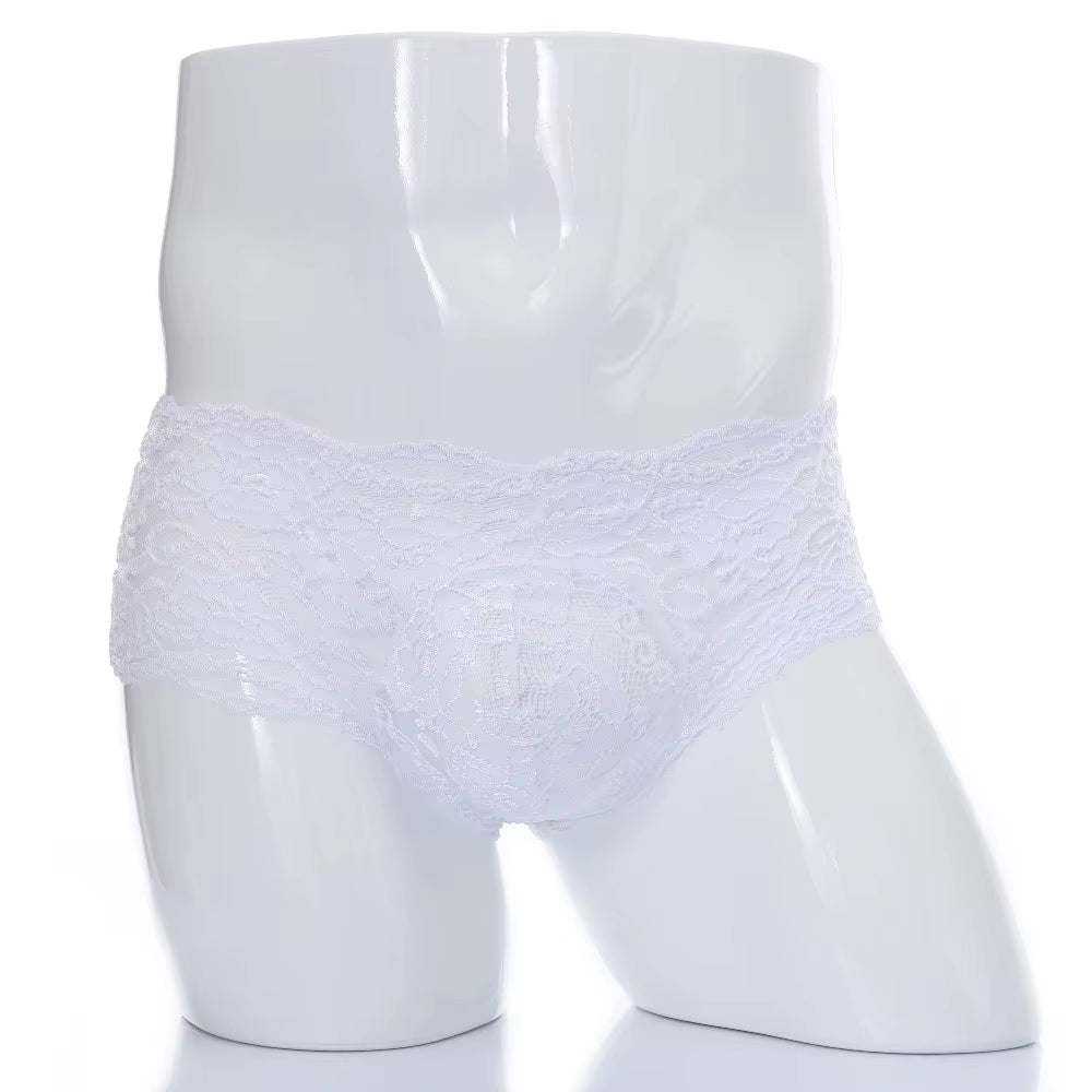 Lace Sexy Underwear Men Boxers Hombre Man Sissy Transparent Ultra Thin Panties Penis Pouch Boxer Shorts Underpants Cueca