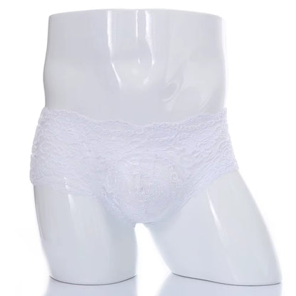 Lace Sexy Underwear Men Boxers Hombre Man Sissy Transparent Ultra Thin Panties Penis Pouch Boxer Shorts Underpants Cueca