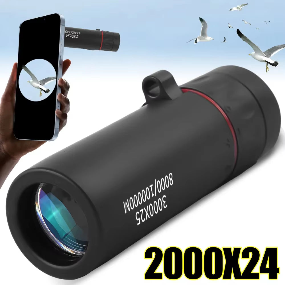 3000X25 Long Range HD Professional Adult Monocular and Mini Portable Telescope for Outdoor Camping and Hunting