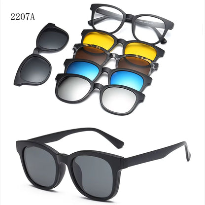 6 in 1 Changed Lens 5 Lenes Magnet Sunglasses Mirrored Sunglasses Glasses Men Polarization Custom Prescription