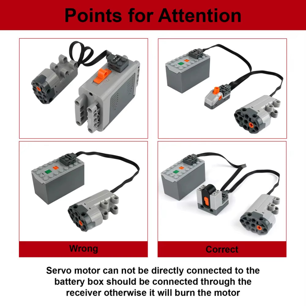 MOC Train Motor Kit Servo,Battery Box, IR Remote, LED Lights Power Functions Parts for Smart Technical Building Blocks Creations