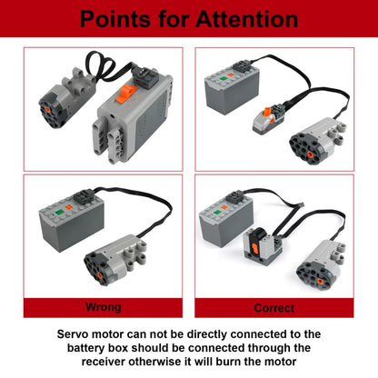 MOC Train Motor Kit Servo,Battery Box, IR Remote, LED Lights Power Functions Parts for Smart Technical Building Blocks Creations