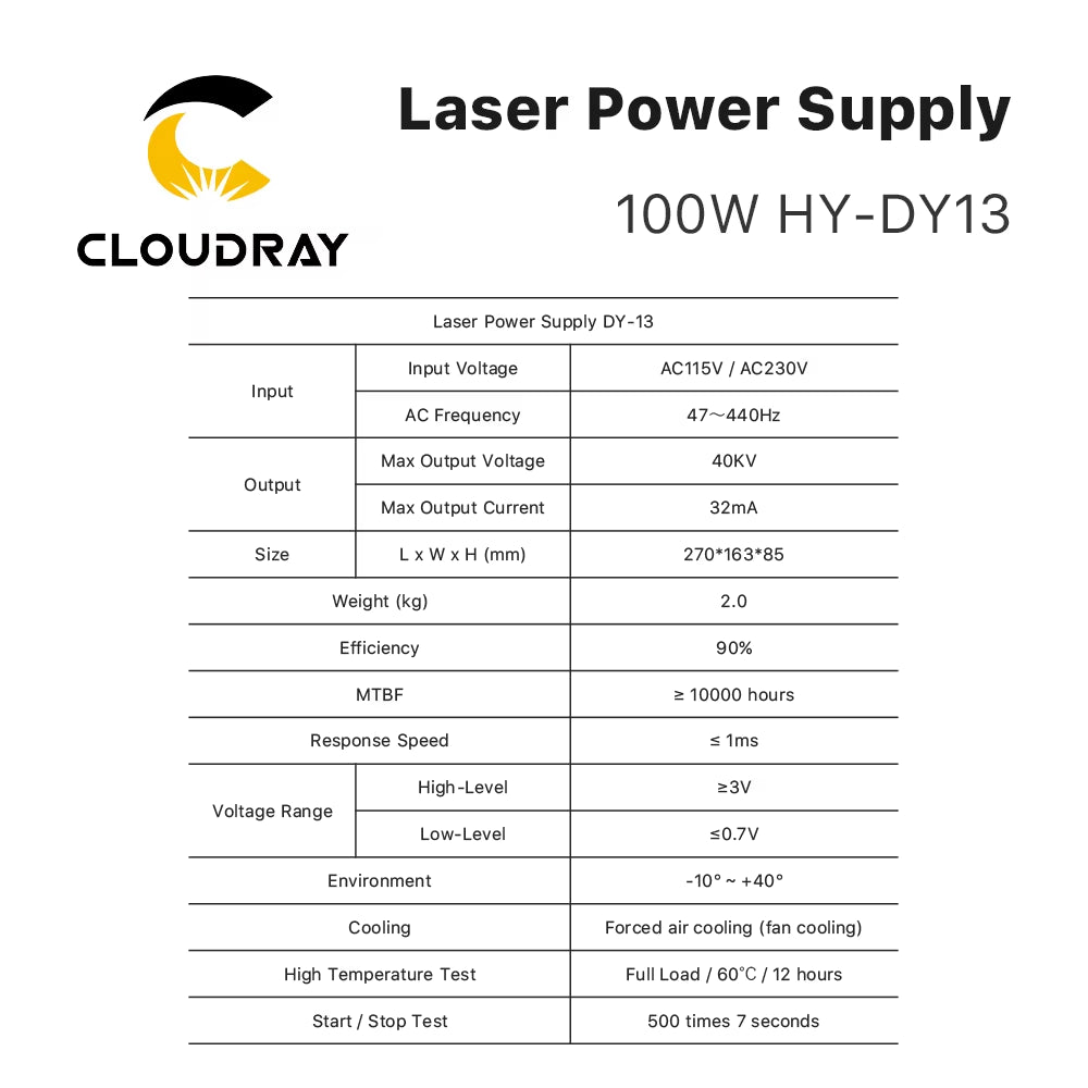 DY13 Co2 Laser Power Supply for RECI Z2/W2/S2 Co2 Laser Tube Engraving / Cutting Machine DY Series