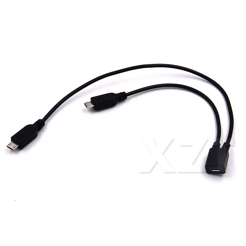 AT 1PCS Micro USB 2.0 Splitter Y 1 Female to 2 Male Data Charge Cable Extension Cord for Phone High Quality Sync Data Cable