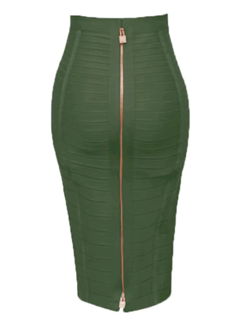 16 Colors Sexy Solid Zipper Orange Blue Black Red Bandage Skirt Women Elastic Bodycon Summer XL XXL Pencil Skirts 58Cm