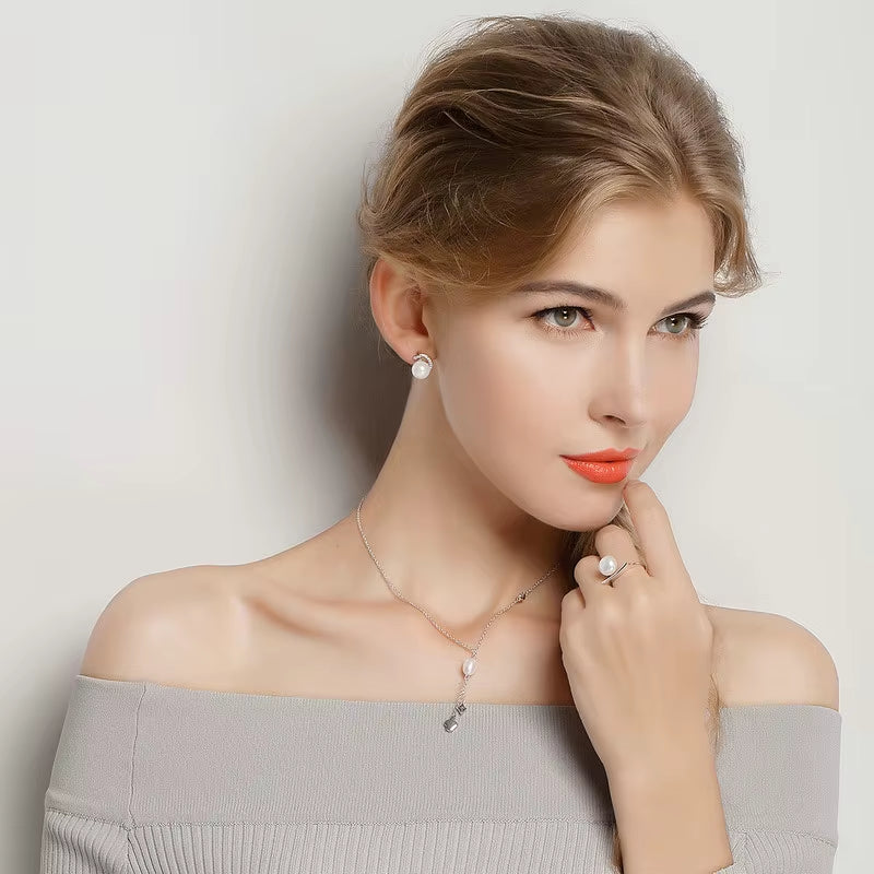 Pearl Earrings Jewelry 925 Sterling Silver White Pearl Push-Back Stud Earrings for Women Fashion Jewelry SCE021