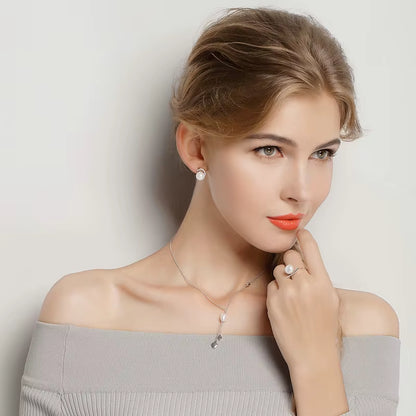 Pearl Earrings Jewelry 925 Sterling Silver White Pearl Push-Back Stud Earrings for Women Fashion Jewelry SCE021