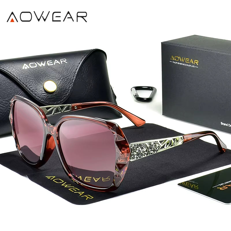 Women'S Luxury Gradient Oversized Sunglasses Women Polarized Square Vintage Sun Glasses Ladies Diamond Shades Gafas De Sol Mujer