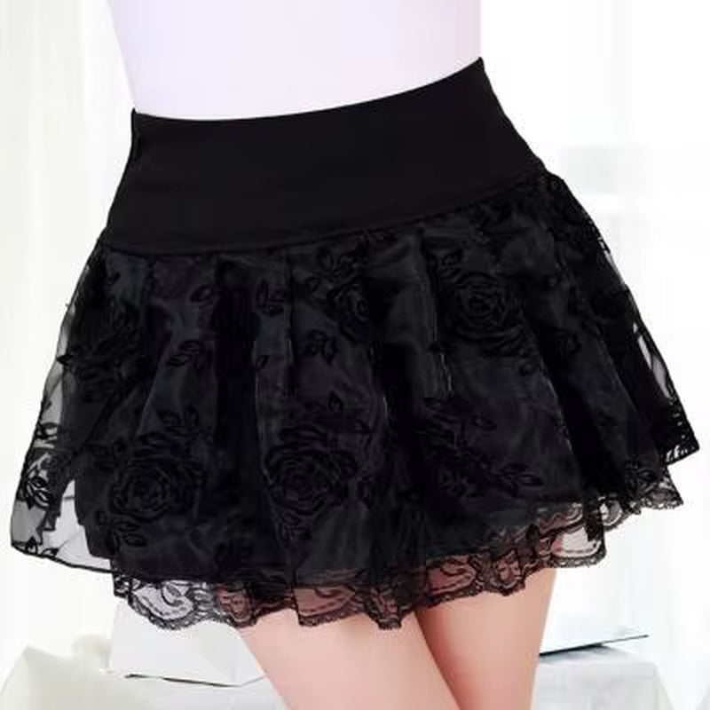 2024 Elasticity Summer Skirt Women Sweet Floral Bowknot Mini Tutu Woman Skirts Shorts Lace Jupe Femme Office Skirts