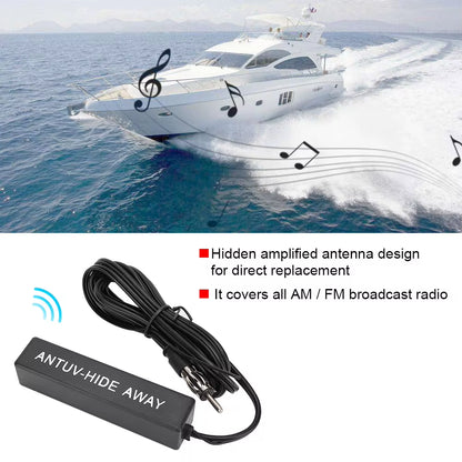 FM Antenna Receiving Antenna 12V Electronic Stereo AM/FM Radio Hidden Amplified Antenna for Car Ship RV Car Antenna