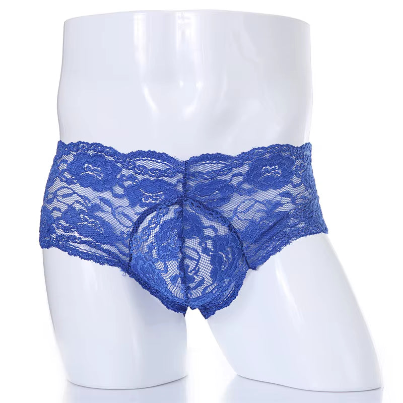 Lace Sexy Underwear Men Boxers Hombre Man Sissy Transparent Ultra Thin Panties Penis Pouch Boxer Shorts Underpants Cueca