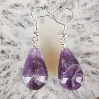 13X22MM Obsidian Clear Quartz Lapis Lazuli Rose Pink Quartz Opal Obsidian Drop Cone Bead Hook Dangle Earrings 1Pair