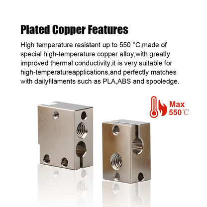 V6 Brass Heatblock for Hotend 3D Printer High Temperature Hardened Steel V6 Nozzles DDB MATRIX EXTRUDER
