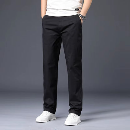 Mens Pants Cotton Casual Stretch Male Trousers Man Long Straight High Quality 4 Color plus Size Pant Suit 42 44 46