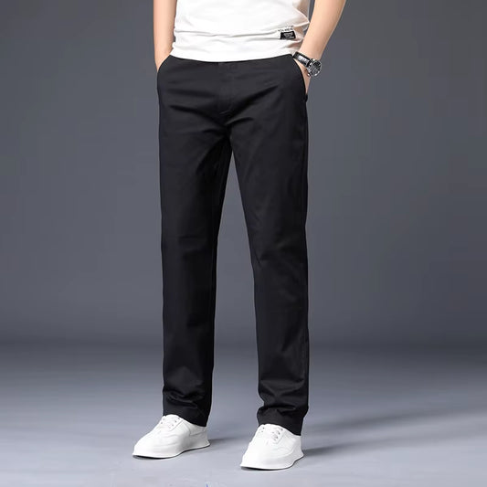 Mens Pants Cotton Casual Stretch Male Trousers Man Long Straight High Quality 4 Color plus Size Pant Suit 42 44 46