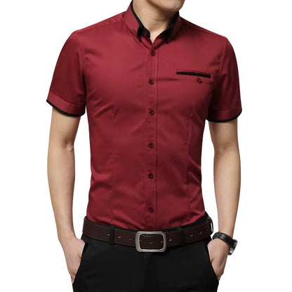 2025 New Arrival Brand Men'S Summer Business Shirt Short Sleeves Turn-Down Collar Tuxedo Shirt Shirt Men Shirts Big Size 5XL
