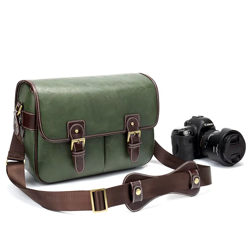 Photo Luxury Camera Stylish Fashion Retro PU Leather Case Handbag Waterproof Shoulder Messenger DSLR Bag for Canon Nikon Sony L