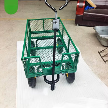 Net Car, Tool Car, Four-Wheel Trailer, Cargo Truck, Heavy-Duty Warehouse Handling Vehicle, Agricultural Handcart, Garden Net Car