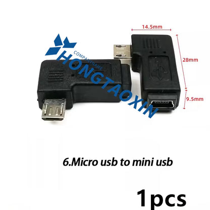 90 Degree Left & Right Angled Mini USB 5Pin Female to Micro USB Male Data Sync Adapter Plug Micro USB to Mini USB Connector