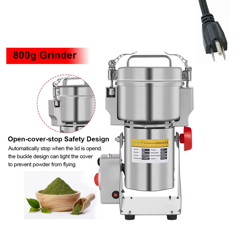 800G 700G Grains Spices Herbals Cereals Coffee Dry Food Grinder Mill Grinding Machine Gristmill Flour Powder Crusher