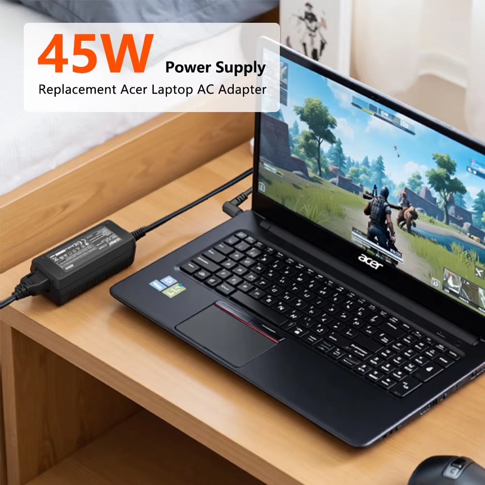 45W AC Adapter for  Laptop Charger 19V 2.37A 3.0X1.1Mm Compatible with  Chromebook Aspire Swift 1 /3 /5 Series