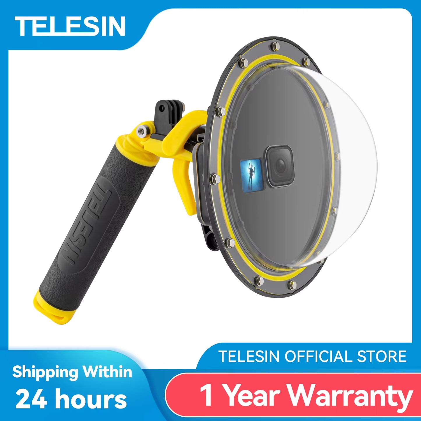 TELESIN 6'' Dome Port 30M Waterproof Case Housing for  Hero 9 10 11 12 13 Trigger Dome Cover Lens Accessories