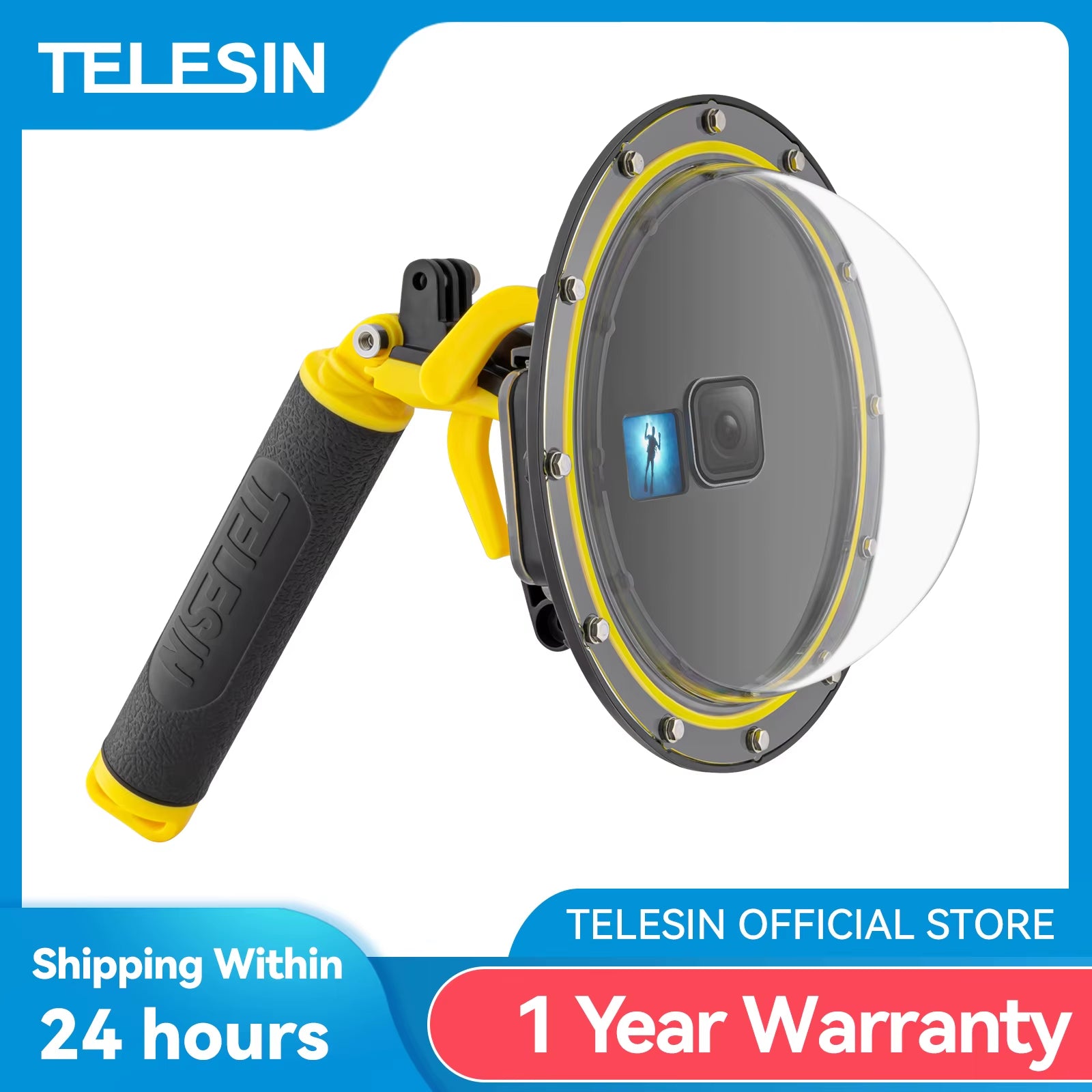TELESIN 6'' Dome Port 30M Waterproof Case Housing for  Hero 9 10 11 12 13 Trigger Dome Cover Lens Accessories