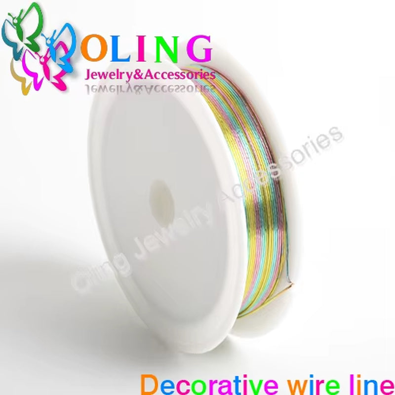 0.4MM 12M/Roll Wire Line Mixed Multicolor Plated Beaded Crafts DIY Choker Bracelet Necklace Jewelry Making