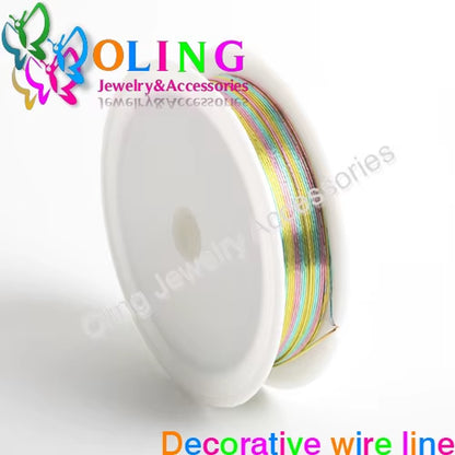 0.4MM 12M/Roll Wire Line Mixed Multicolor Plated Beaded Crafts DIY Choker Bracelet Necklace Jewelry Making