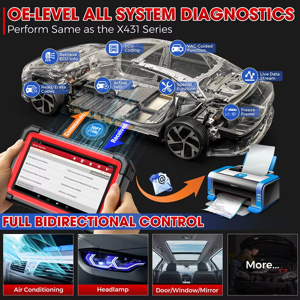 CRP919E BT OBD2 Scanner CAN FD DOIP FCA Full System Car Diagnostic Tools ECU Coding Bidirectional Control 31+ Service
