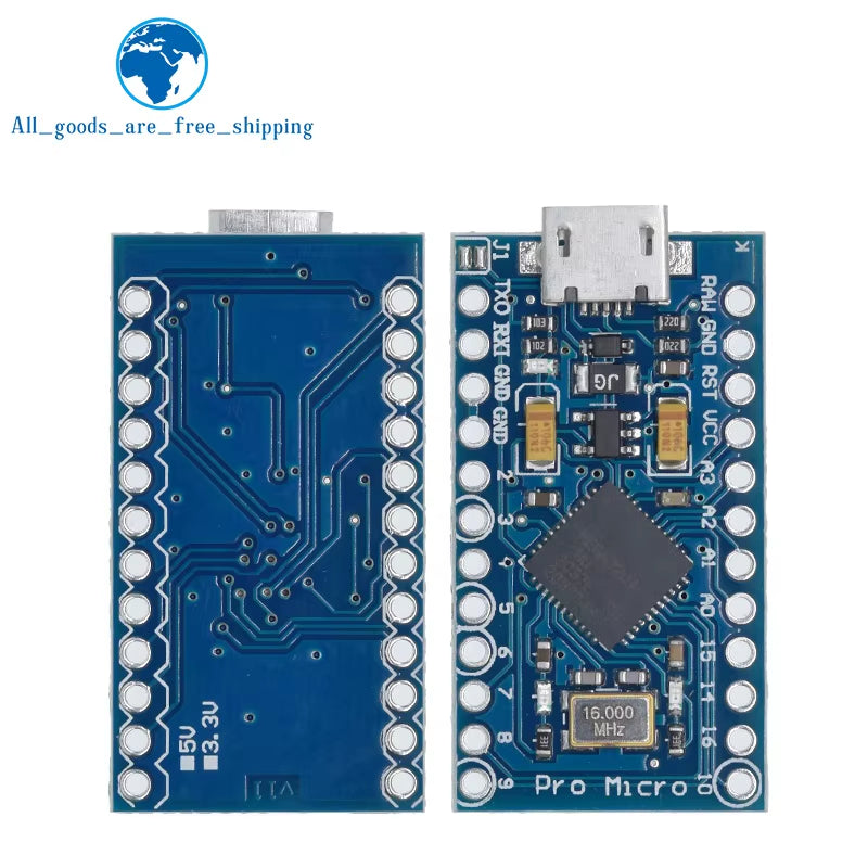 Pro Micro Atmega32U4 5V 16Mhz Original Chip Replace Atmega328 for Arduino Pro Mini with 2 Row Pin Header for Leonardo UNOR3