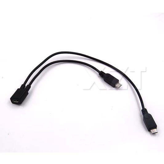 AT 1PCS Micro USB 2.0 Splitter Y 1 Female to 2 Male Data Charge Cable Extension Cord for Phone High Quality Sync Data Cable