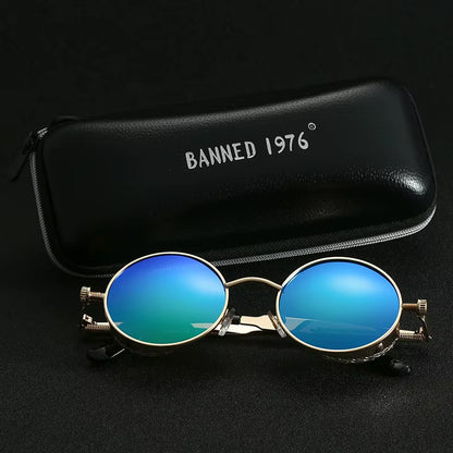 2020 Retro round Metal HD Polarized Punk Steampunk Sunglasses for Women Men,Vintage Sun Glasses Oculos De Sol Meminino Masculino