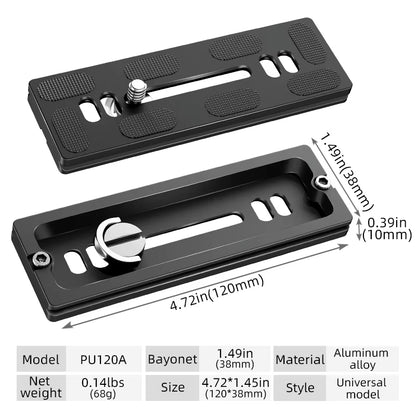 Universal Aluminum Alloy Quick Release Plate Tripod Mount Adapter with 1/4 Screw for Benro Arca Swiss Ball Head and Camera