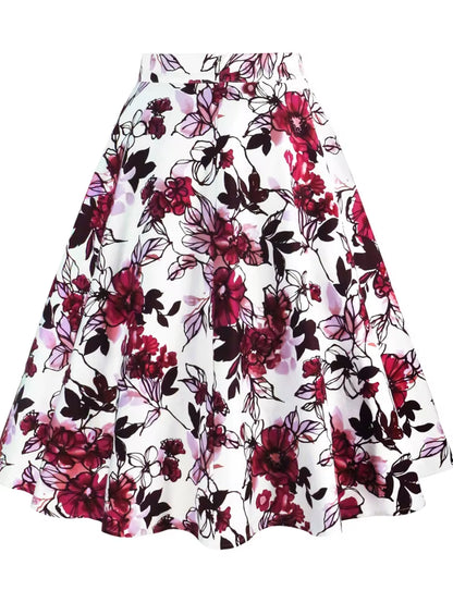 2025 Summer Midi Skirt Runway Vintage Rockabilly Sundress Red Womens Sexy Pinup 50S Cotton Polka Dot Pattern Skater Streetwear