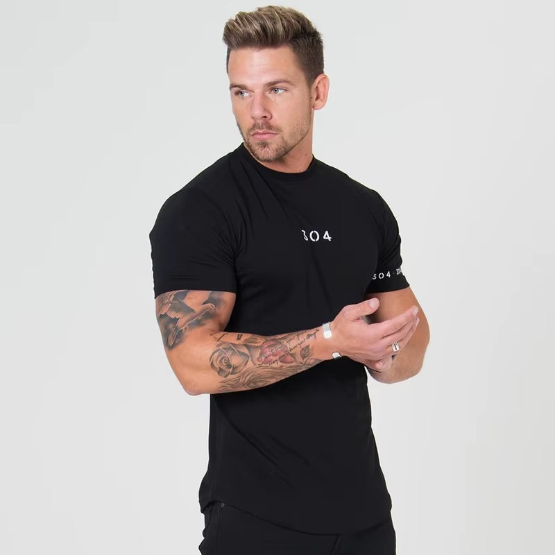 Men Cotton Short Sleeve T-Shirt Fitness Slim Patchwork Black Shirt Male Brand Gym Tees Tops Summer New Fashion Casual Clothing