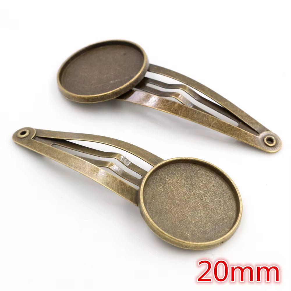 14 16Mm 18Mm 20Mm round Oval 18X25Mm Antique Silver Plated Bronze Copper Material Hairpin Hair Clips Base Setting Cabochon Cameo
