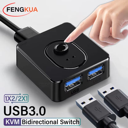 USB 3.0 Switcher KVM Switch 1X2/2X1 Bidirectional USB Hub for Computer Laptop to Keyboard Mouse Printer U Disk USB 2.0 Extender