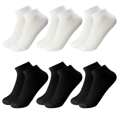 6 Pairs Breathable Men'S Socks Short Ankle Elastic Solid Color Mesh High Quality Business Unisex Sokken plus Size EU38-47