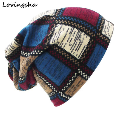 Brand Autumn Winter Hats for Women Plaid Design Contrast Color Ladies Hat Skullies and Beanies Men Hat Unisex HT022