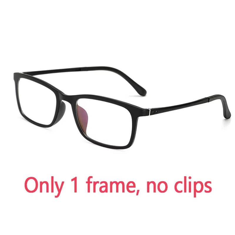 Polarized Sunglasses Men Women 5 in 1 Magnetic Clip on Glasses TR90 Optical Prescription Eyeglass Frames Magnet Clips