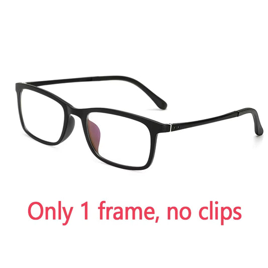Polarized Sunglasses Men Women 5 in 1 Magnetic Clip on Glasses TR90 Optical Prescription Eyeglass Frames Magnet Clips