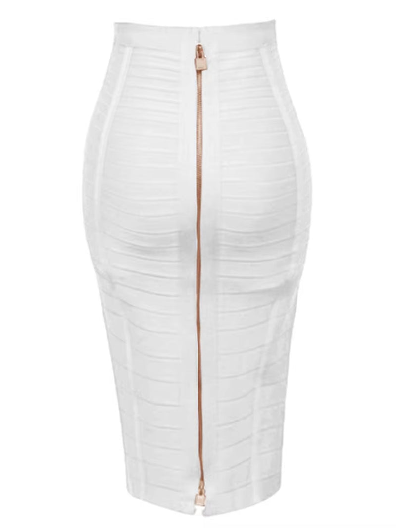 16 Colors Sexy Solid Zipper Orange Blue Black Red Bandage Skirt Women Elastic Bodycon Summer XL XXL Pencil Skirts 58Cm