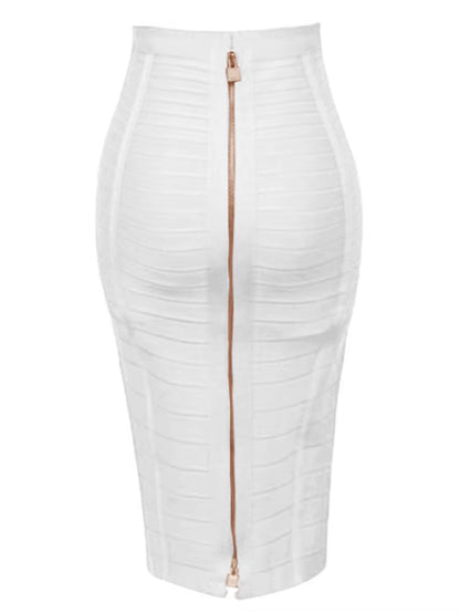 16 Colors Sexy Solid Zipper Orange Blue Black Red Bandage Skirt Women Elastic Bodycon Summer XL XXL Pencil Skirts 58Cm