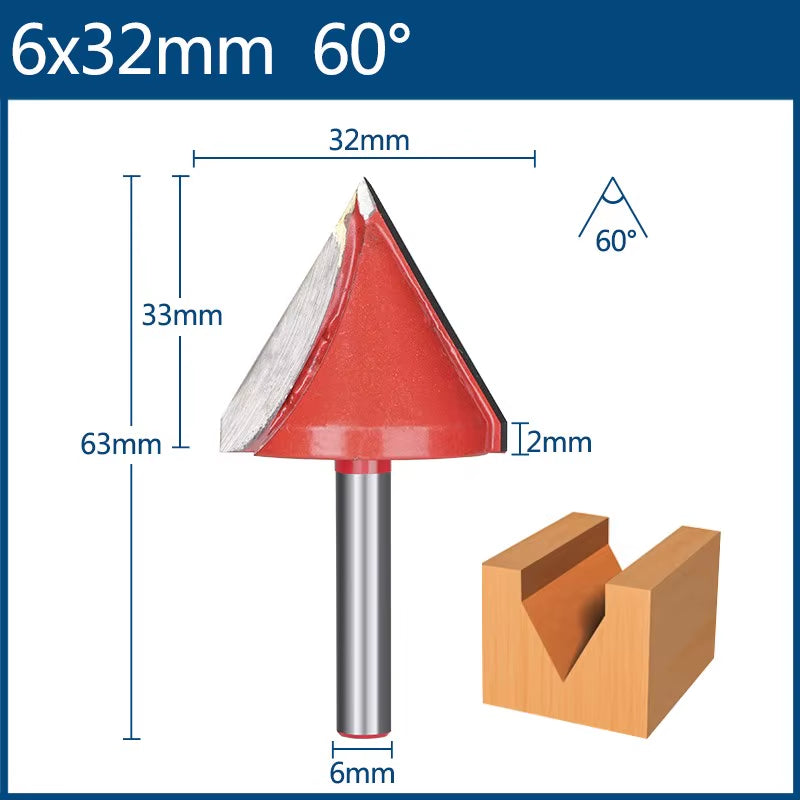 6Mm Router Bit V Shape Groove Milling Cutter Carbide Engraving Bit Woodworking Cutter