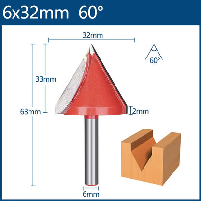 6Mm Router Bit V Shape Groove Milling Cutter Carbide Engraving Bit Woodworking Cutter