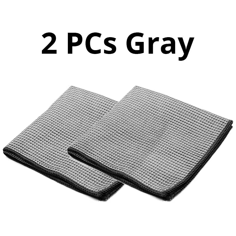 2PC Car Wash Towel Glass Cleaning Water Drying Microfiber Window Clean Wipe Auto Detailing Waffle Weave for Kitchen Bath 40*40Cm