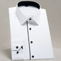 Men'S Classic Long Sleeve Standard-Fit Dress Shirts Formal Business Social Simple Basic Design White Work Office Casual Shirt