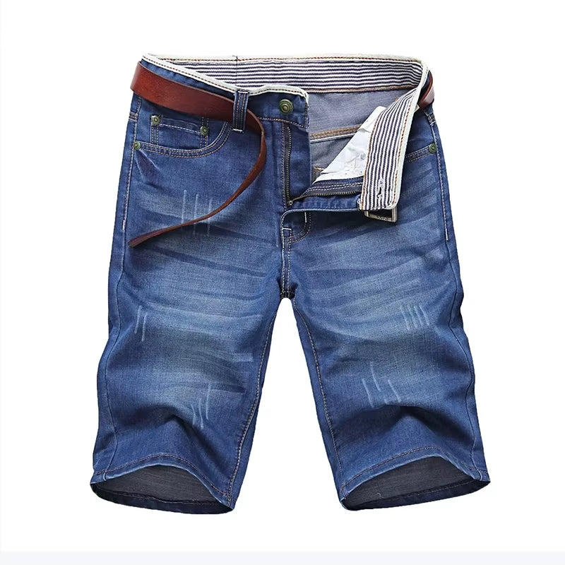 Summer Thin Denim Shorts for Men Good Quality Shorts Jeans Men Cotton Solid Straight Jeans Shorts Male Blue Casual Jeans Size 40